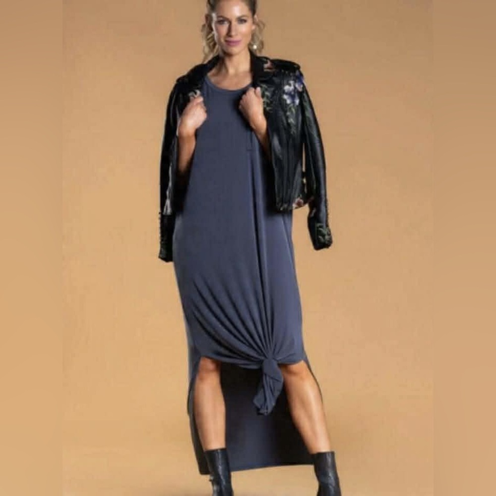 Brigitte Brianna Pocket Maxi Dress, Slate Gray, size M - Picture 2 of 12